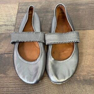 Gentle Souls Gabby Silver Leather Mary Jane Ballet Flats Sz 7.5